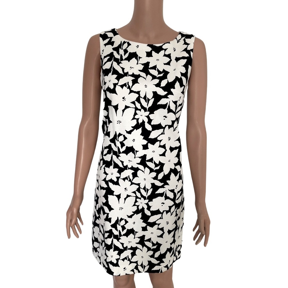 Talbots black and white sheath dress.